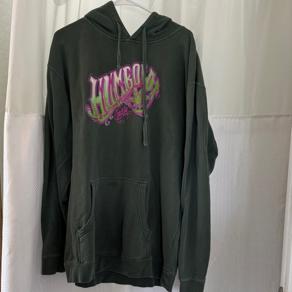 humboldt clothing Tops - Graphic Hoodie - Dark Green with Pink & Lime Logo